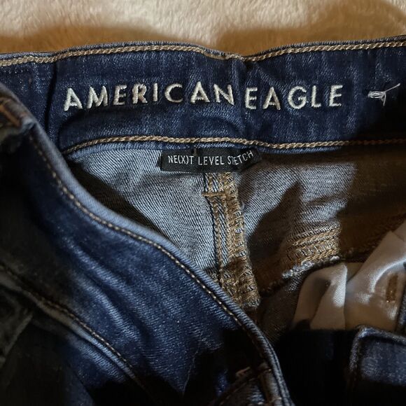 American Eagle Size 000 Hi Rise Jegging Next Level Stretch Denim Jeans Dark Wash - Picture 5 of 8